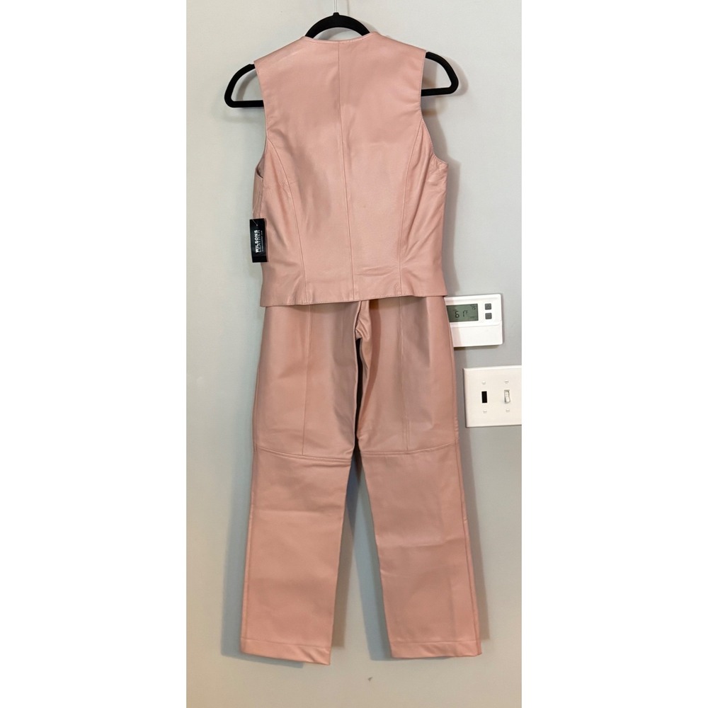 Wilsons Leather Pink Faux Leather Vest Pants Set Women's‎ Two Piece Outfit - Picture 2 of 16